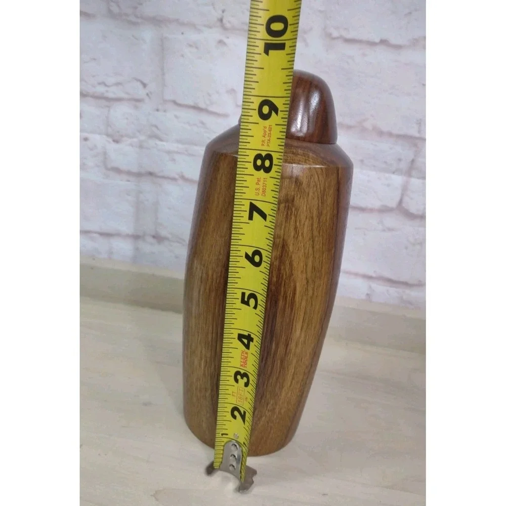Dark Walnut Wood Urn For Cremation Natural Turned Wood NC Info Paper 9.5